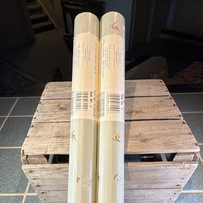 Schumacher Washable Strippable Floral Wallpaper Beige Pink Green 60.75 sq.ft
