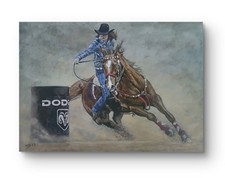 "Barrel Racing" A2 Acrylic painting by Prize winning Artist 