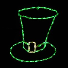 St. Patrick's Day Leprechaun Hat LED Green Wireframe Decoration 25" NEW