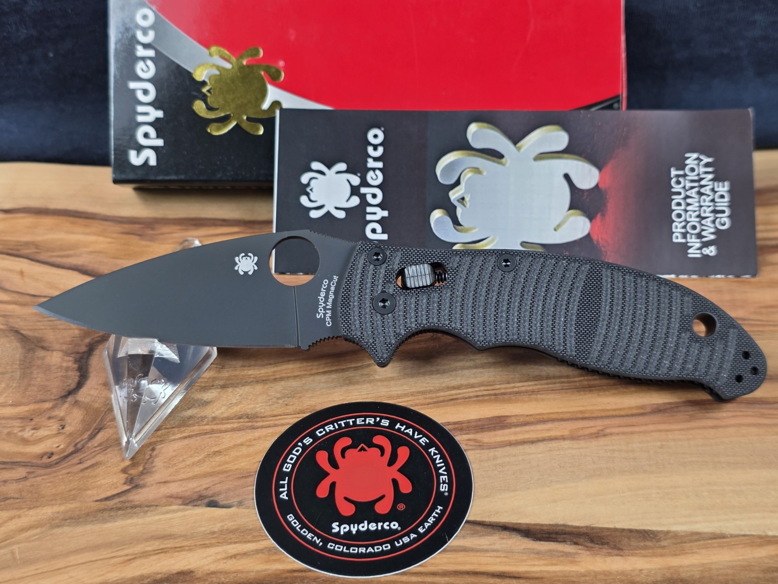 Spyderco Manix 2 Salt W/ Black G-10 Handle & MagnaCut Blade Knife C101GMCBKP2