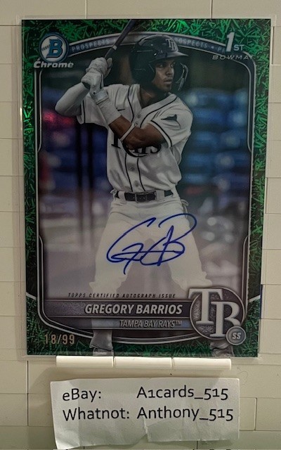 Gregory Barrios - 2025 Bowman Chrome 1st Bowman Auto - Green Grass 18/99