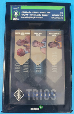 2010-11 Panini Limited Trios Kareem Larry Bird Magic Johnson /149 Degree 8 NM