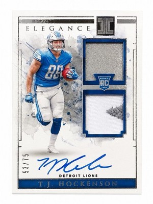 Panini 2019 Impeccable Elegance T.J. Hockenson Lions RC Auto Patch /75 #121