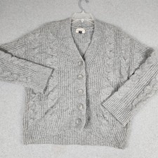 Universal Thread Cardigan Sweater Women XS Gray Cable Knit Button Front Casual