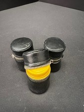 Vintage Black Leather Single 35mm Film Case Holder, Zippered, Unbranded Canister