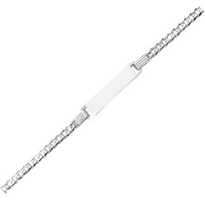 6" 2.8gr Childrens KIDS ENGRAVABLE ID CURB BRACELET REAL 14K WHITE GOLD