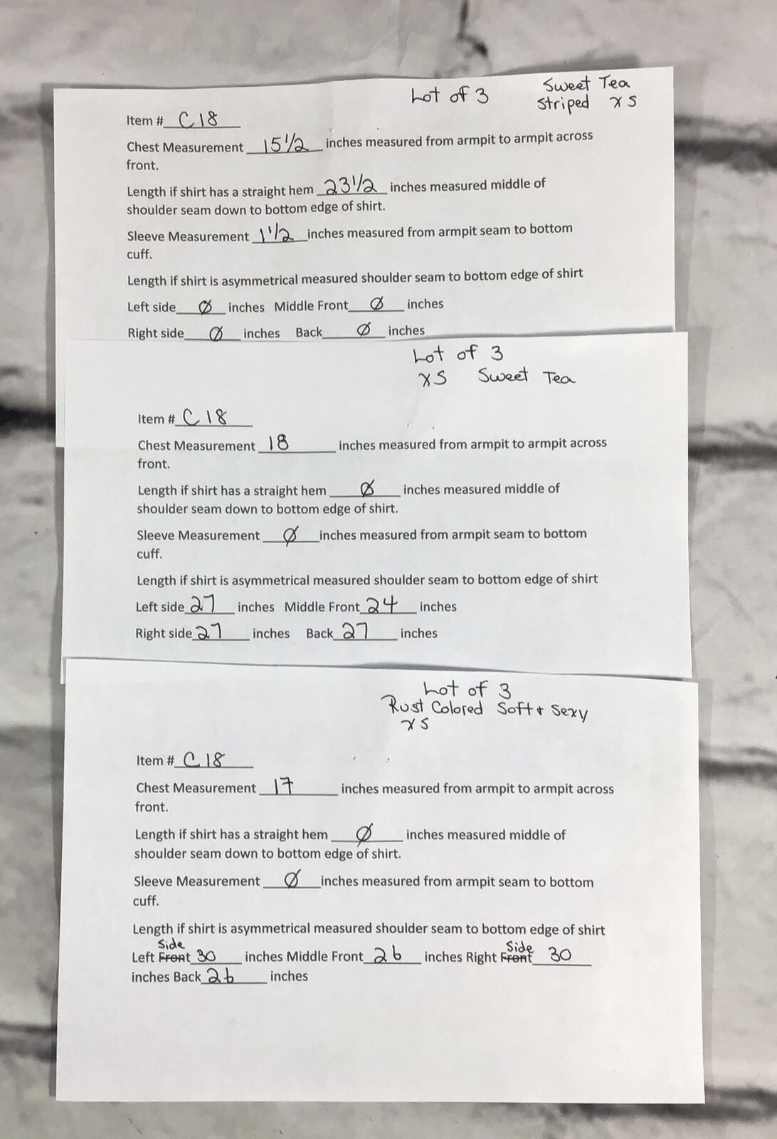 Bundle 3 Shirts Tops Rust White Orange Striped Si… - image 9