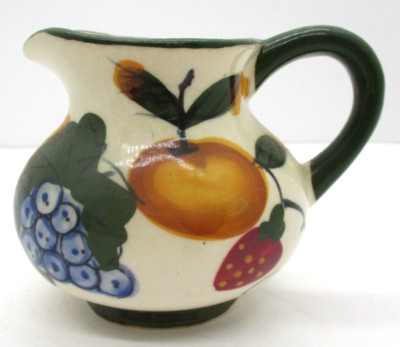 Ceramic Fruit Motif Creamer Unmarked Vintage