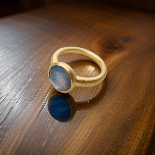 Labradorite Gemstone Ring Solitaire Ring 925 Sterling Silver Anniversary Gift - Picture 2 of 11