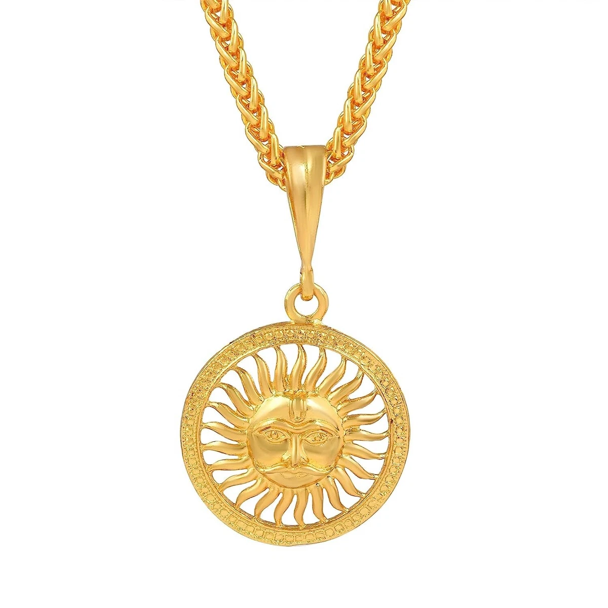 Gold Plated Sun Surya Locket Chain Pendant Necklace Men Women eBay