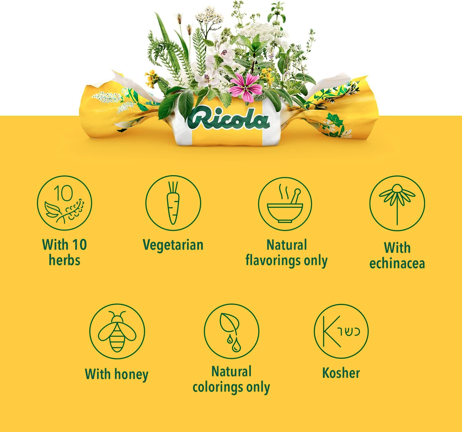 Ricola Cough Drops Honey Lemon Echinacea Bulk Box 125 Individual