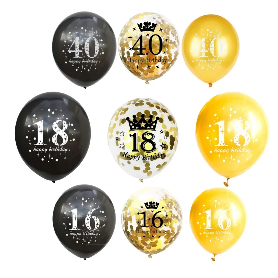 15 x 18th Birthday Printed Shiny Balloons LATEX 12" Glitter Printed DECOR BALONS - Image 4 of 4