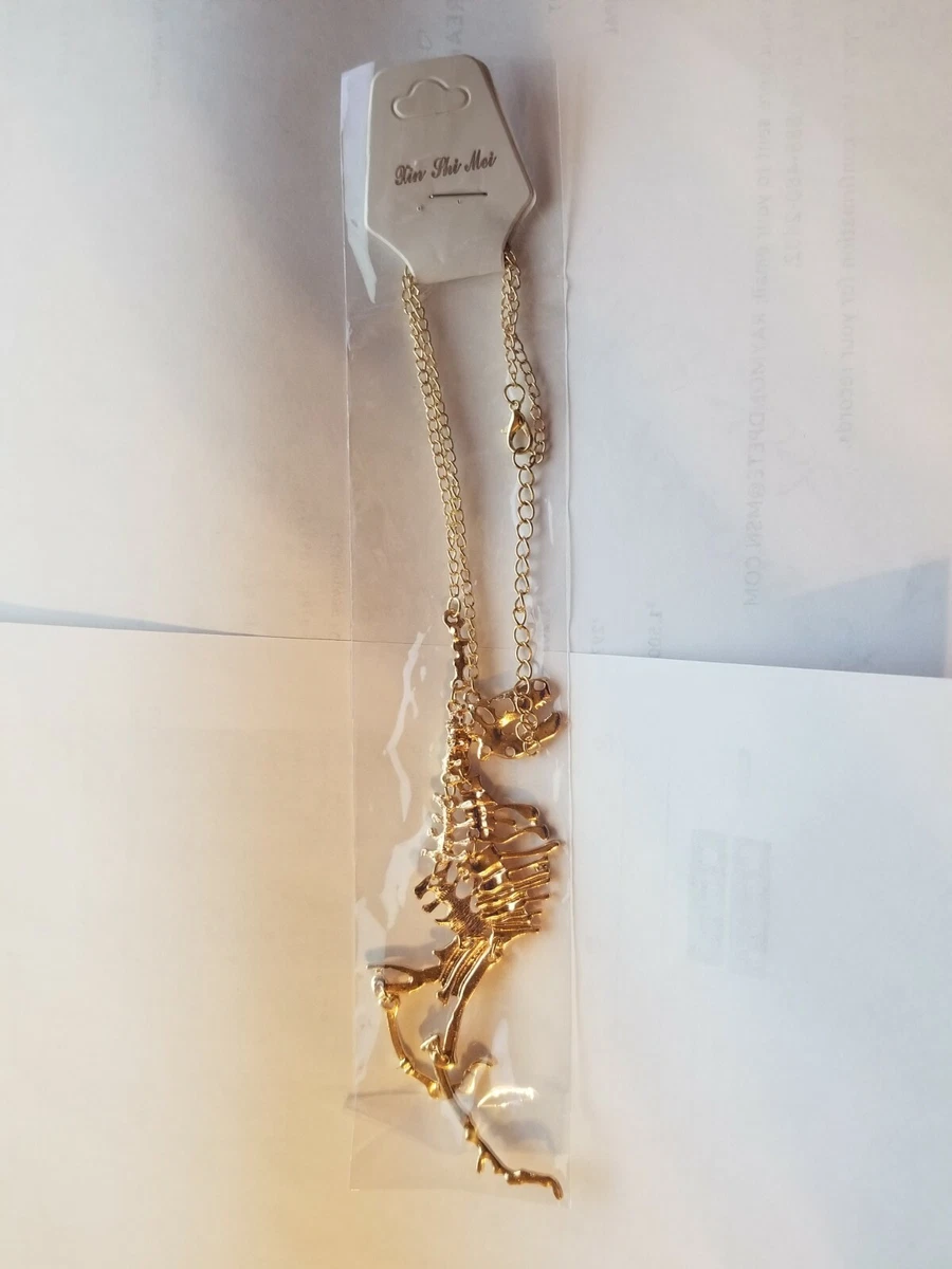 Rose Gold Dinosaur Skeleton Necklace New dead Tyrannosaurus T-Rex