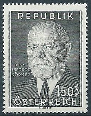 1953 ÖSTERREICH PRÄSIDENT THEODOR KORNER POSTFRISCH ** - A011