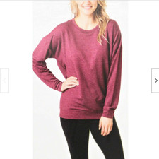 Tuff Athletics Ladies' Crewneck Sweatshirt Berry Melange,Medium  NWT