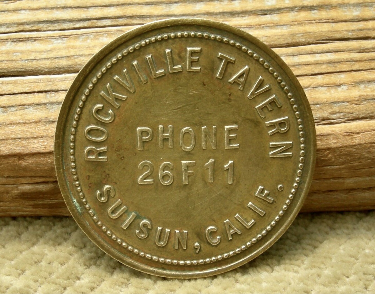 old ROCKVILLE, CALIFORNIA (SUISUN, SOLANO CO) RARE 1 MERCHANT SITE 50c BAR  TOKEN