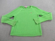 Lilly Pulitzer Sweater Girls 10 Green Cable Knit Cotton Sweatshirt Preppy