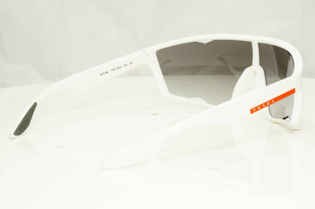 Authentic Prada Mens Sunglasses White Grey Silver Shield Authentic Prada Mens Sunglasses White Grey Silver Shield