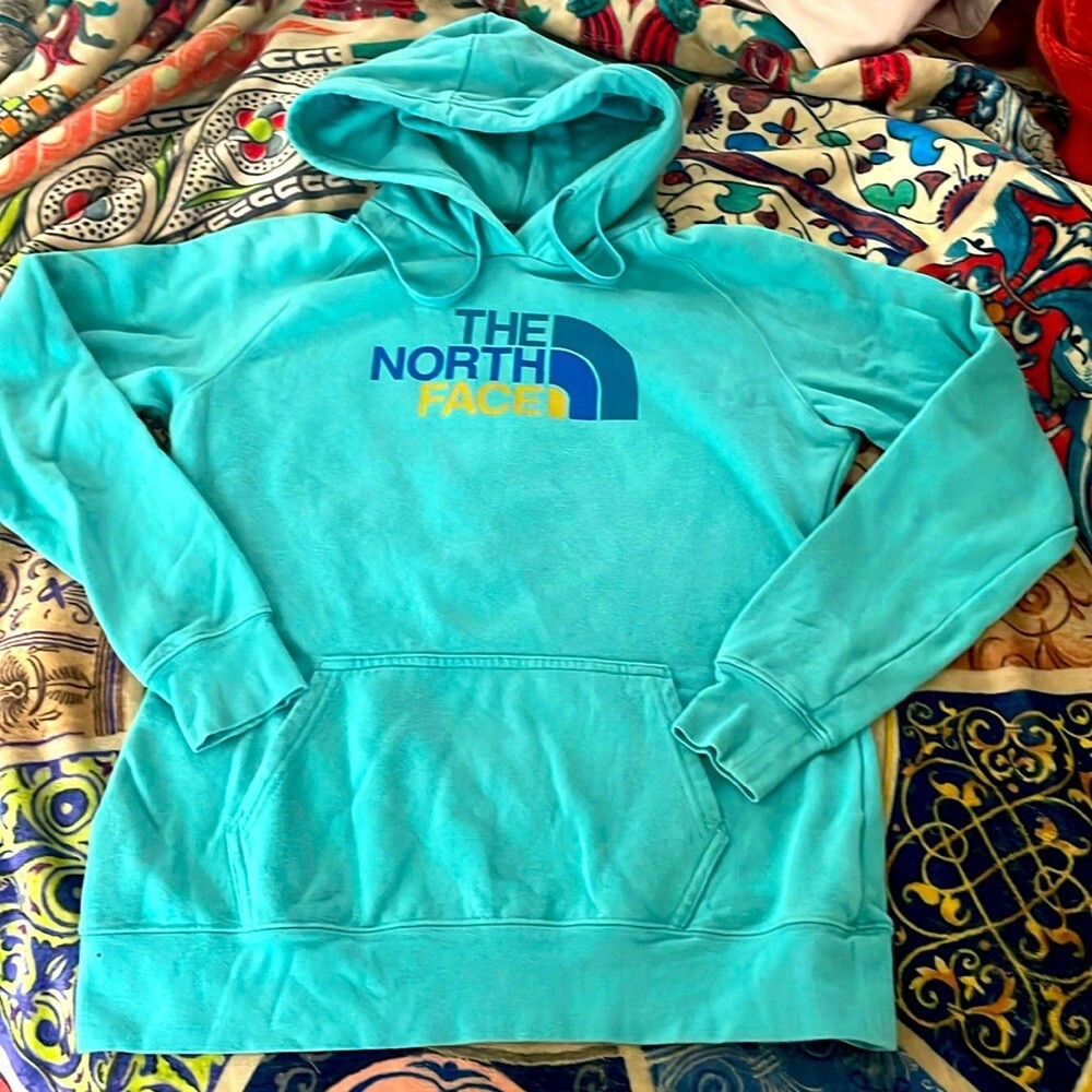 The North Face Turquoise Sweatshirt Hoodie Size Medium | eBay