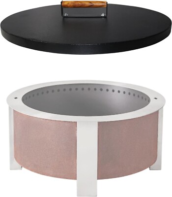 Fire Pit Snuffer Lid 35'' Round With Wooden Handle-Fit For Firepit Size up to 33''