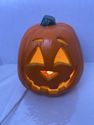 Vintage 1998 Halloween Decor Pumpkin Jack O Lantern Light Up Foam Blow ...