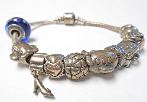 Pandora Signed Silver Bracelet With Pandora Charms / Spacers 7.25 Inches | eBay
