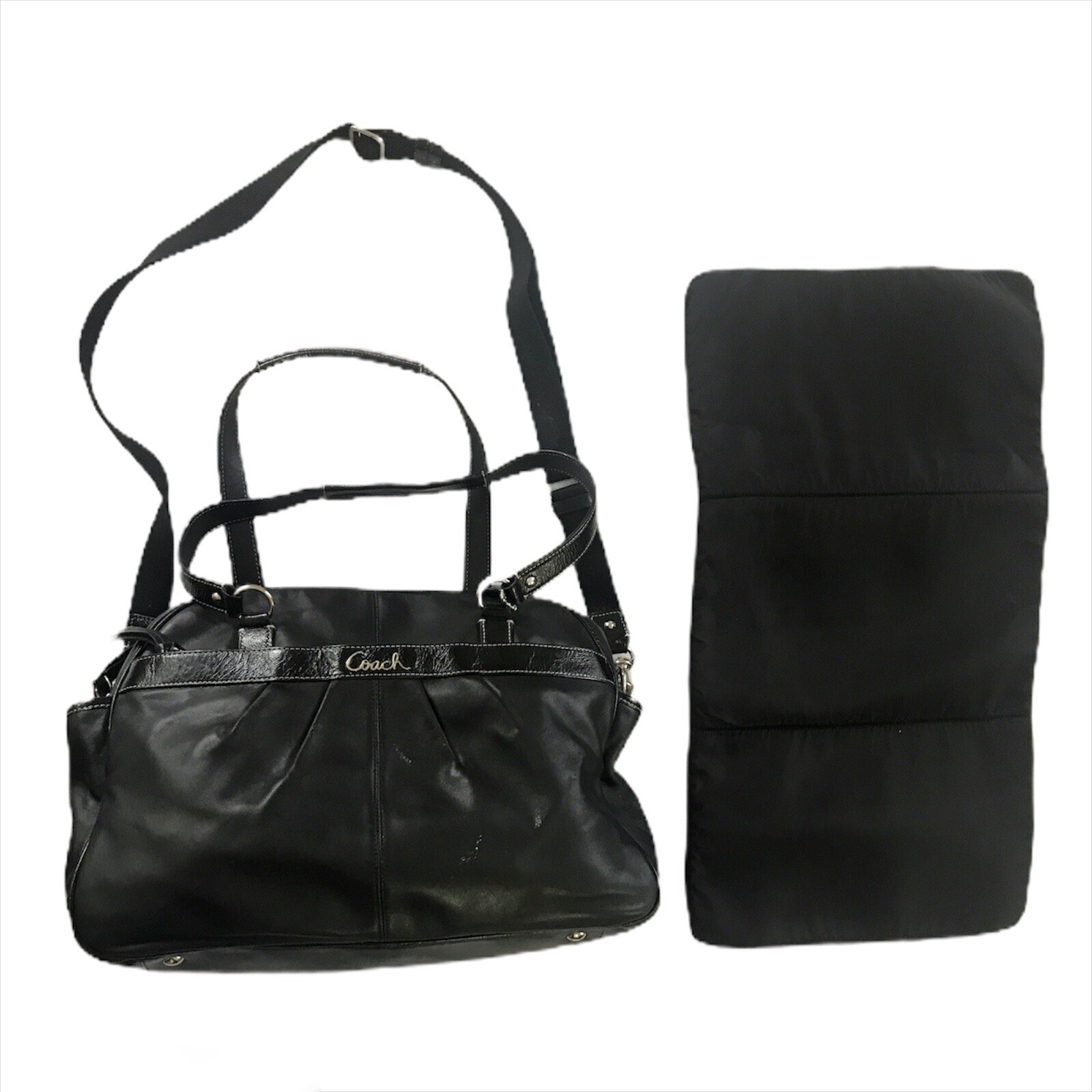 black leather baby bag