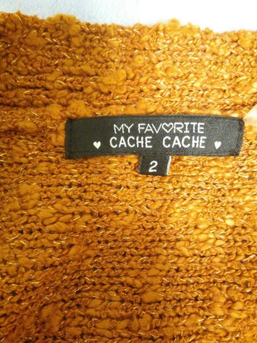 Womens Brick Brown Gold Open Front Cardigan Jacket Knit Sweater Size Small - Picture 6 of 6