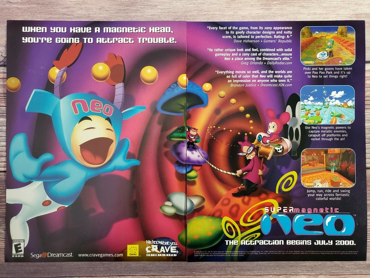 Super Magnetic Neo Sega Dreamcast DC 2000 Double Page Promo Ad Art