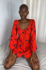 Urban outfitters Longsleeved floral Red Mini dress, Medium