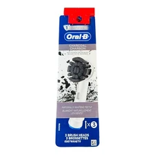 Oral-B Charcoal Infused Replacement Tooth Brush 3 Heads Whitening GENUINE NEW