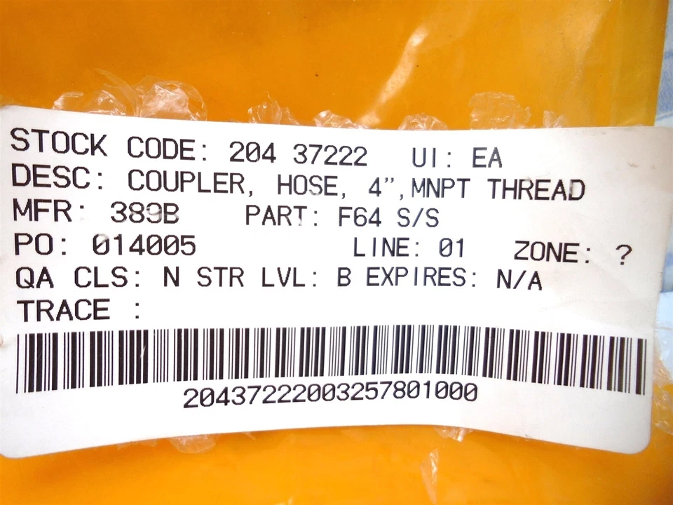 OPW KAMLOK - 633F-SS40, (633-F-4") - 4" MNPT SS MACHO ADAPTADOR Cam-n-Groove (NUEVO) Foto 2 de 4