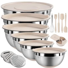Mixing Bowls With Airtight Lids Set 20 Pcs Kitchen Gadgets Set 6 Stainless Steel