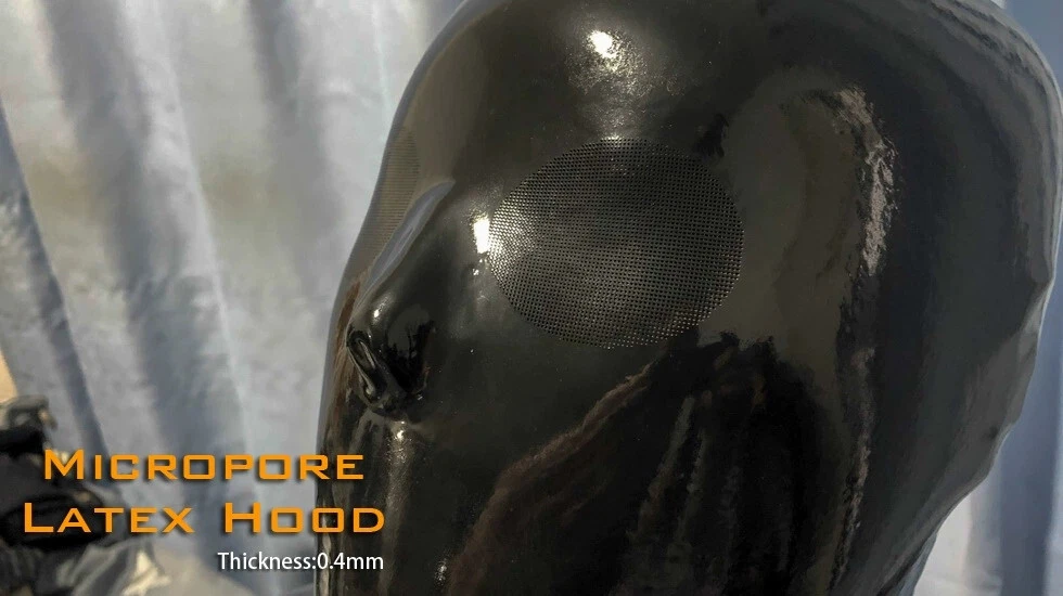 Latex Mask Full Face Hoods micropore eyes closed mouth back zip