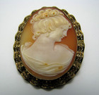 Richards Cameo Brooch-Pendant 1/20 12K Gf Gold Filled Frame by Richards W.E. Co.
