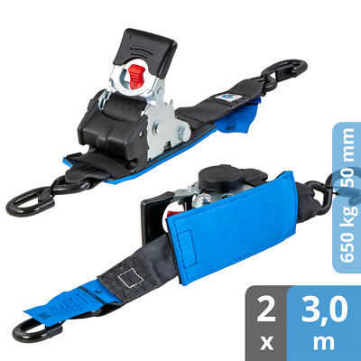 valonic TANUKI - Spanngurte Automatik 2x Zurrgurt 3m, 650 Kg, Haken Zurrgurte