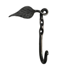 Hand Forged Wall Mounted Leaf Hook Wrought Iron Metal Rustic Hook set of 5