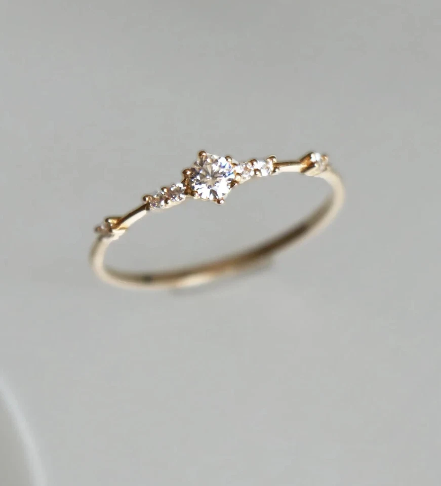 Minimalist 0.26CT Round Cut Lab-Grown Diamond Solid 10K Yellow Gold Promise Ring - Image 4 of 4