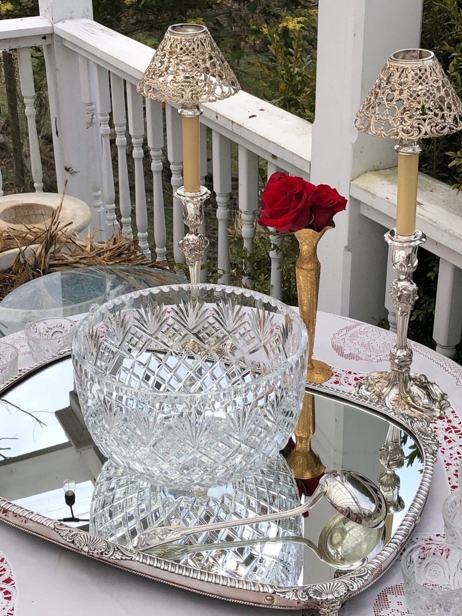 Antique Cut Crystal Punch Bowl or Centerpiece Bowl – 12 cups