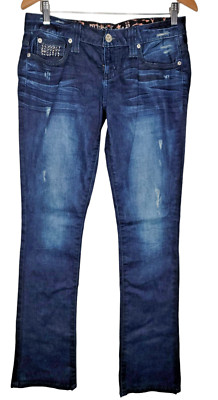 Guess Los Angeles 1981 Starlet Straight Leg Womens Blue Jeans Button Stretch  28