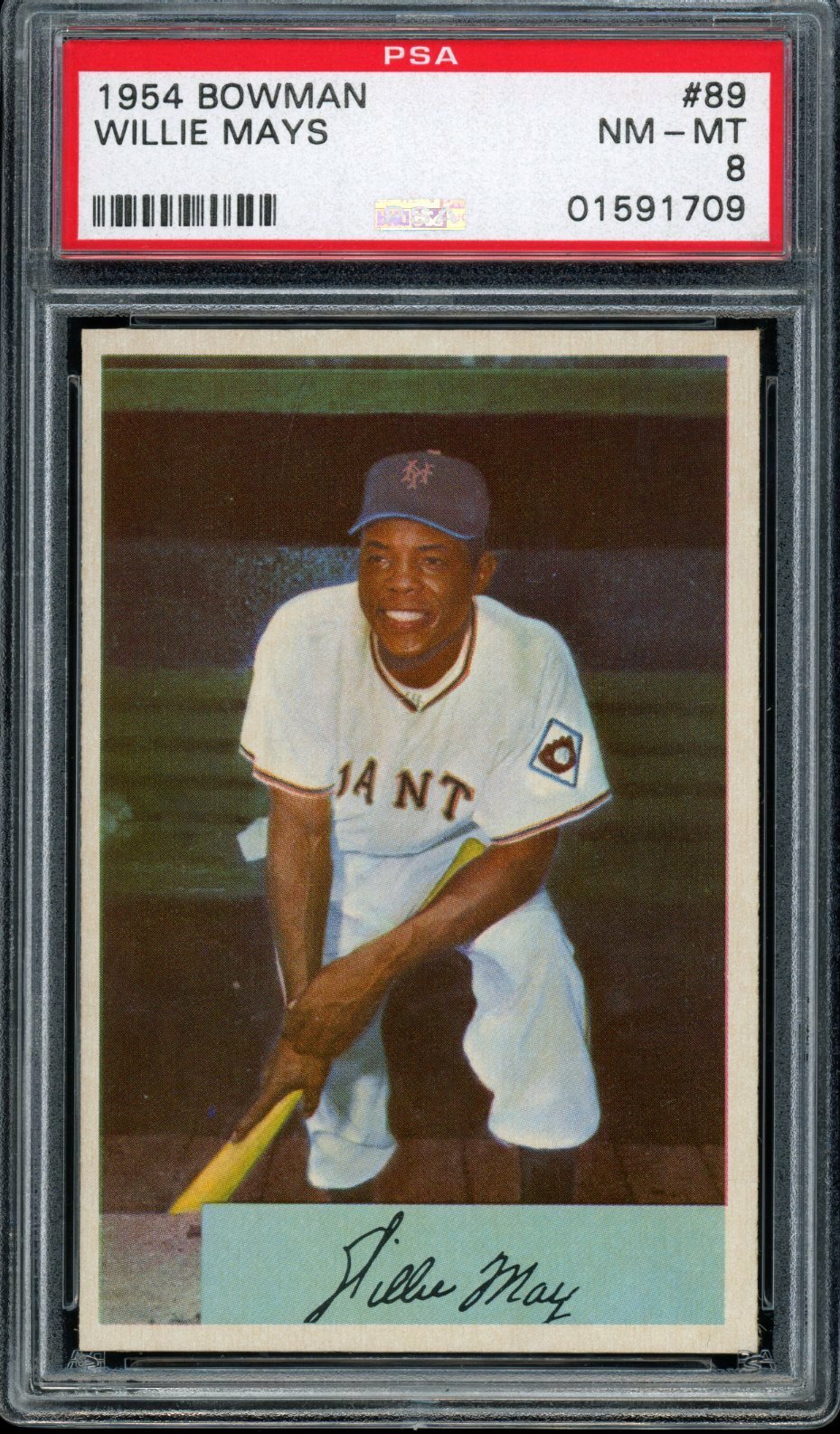 Willie Mays 1954 Bowman New York Giants Baseball Card #189 PSA 8 