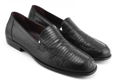 COLE HAAN Lizard Leather Mens Black Loafer Slip On Cole Haan Grant Canoe Bit Loafer in Black – Country Club Prep main image 3