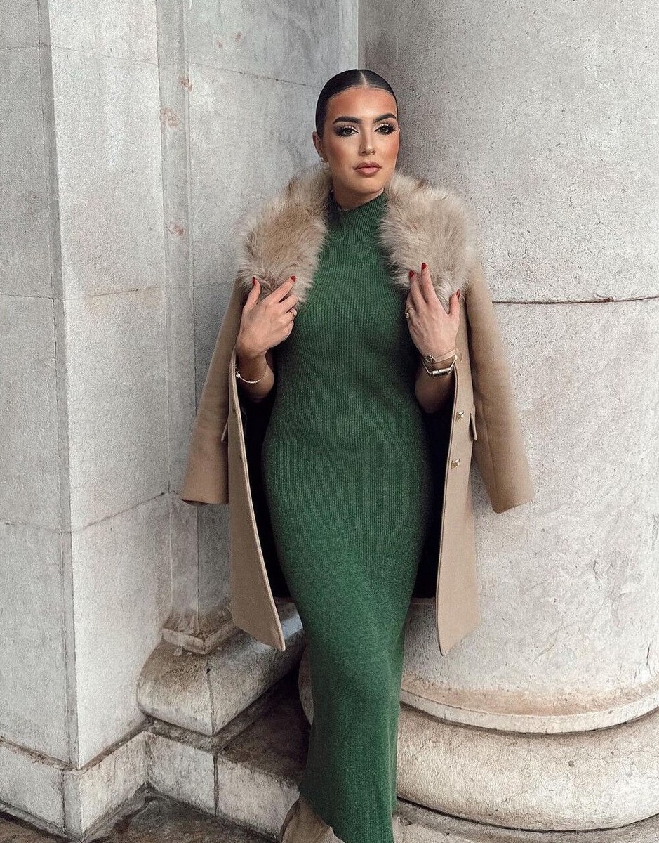 ZARA NEW FW23 WOMAN MIDI METALLIC THREAD KNIT DRESS GREEN S-XL 3471/105 |  eBay