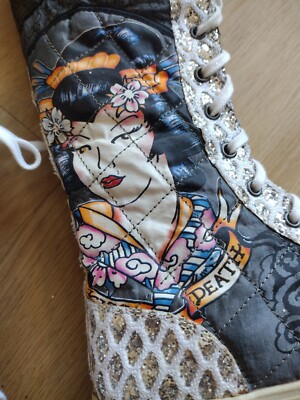 Doner Hardy Ed Hardy Shin Boots High Top Sneakers Size 7 | eBay