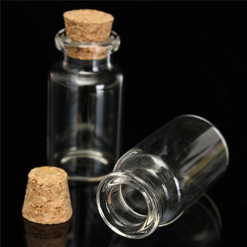 50x Clear Glass Bottles with Cork Stoppers Mini Small Vials Wedding Message Jars - Picture 5 of 12