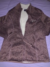 Reebok Women's Fleece Jacket Heather Dark Dusty Rose Sherpa-Lined Sweater M