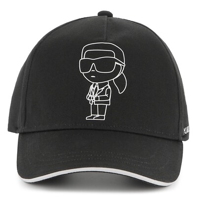 Karl Lagerfeld Kids stylische Cap in schwarz mit weißem Karl-Motiv und Logo