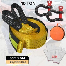 5m 10 Tons Heavy Duty Car Road Recovery Tow Strap Towing Rope with 2 Tow Hooks