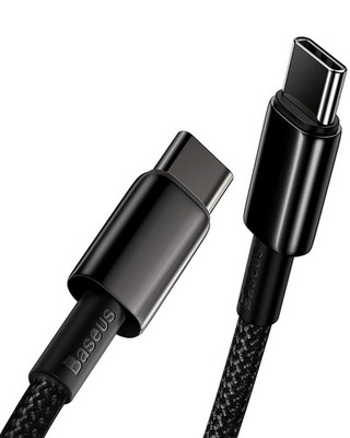 USB C Cable 100W PD Fast Charger Type C Cord Nylon Braided Zinc Alloy 6ft Black