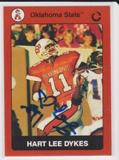 HART LEE DYKES OKLAHOMA STATE UNIVERSITY AUTOGRAPHED CARD TOP RIGHT CORNER DINGE